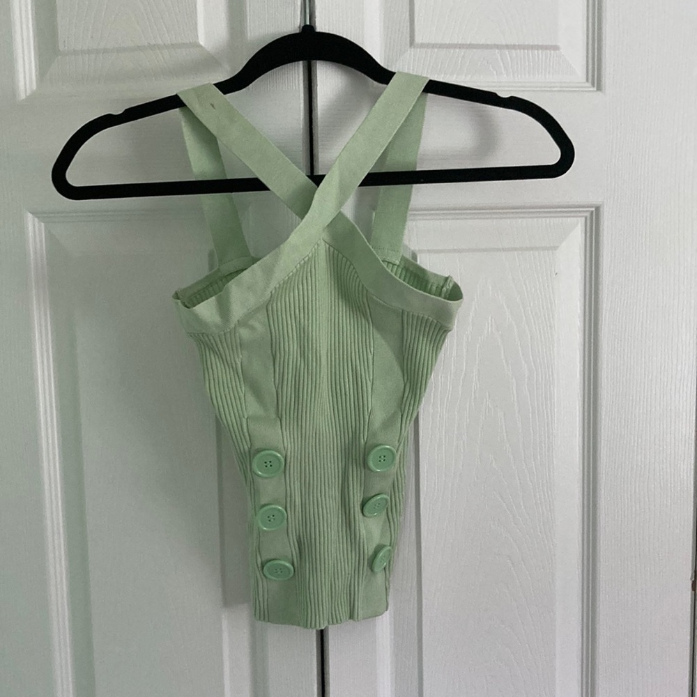 Light green Bebe halter crop top